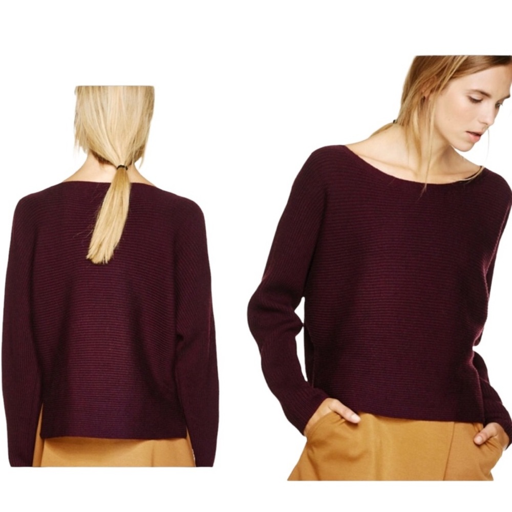 Aritzia Wilfred Bourassa Maroon Ribbed Sweater View 2